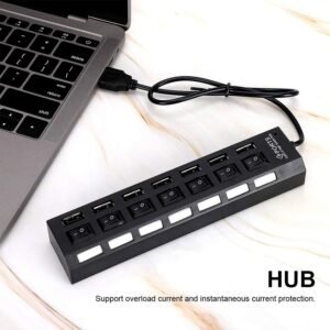 USB-03.jpg 7 Port USB Hub – 7-in-1 Individual Switches, LED Indicators | Compshop