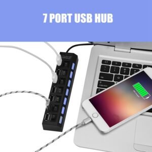 USB-04.jpg 7 Port USB Hub – 7-in-1 Individual Switches, LED Indicators | Compshop