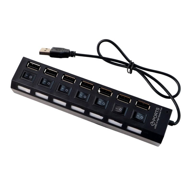 USB-05.jpg 7 Port USB Hub – 7-in-1 Individual Switches, LED Indicators | Compshop