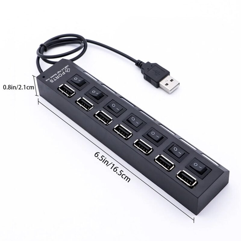 USB-06.jpg 7 Port USB Hub – 7-in-1 Individual Switches, LED Indicators | Compshop