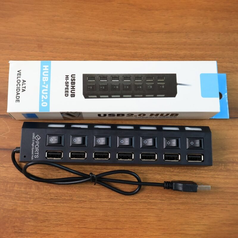 USB-09.jpg 7 Port USB Hub – 7-in-1 Individual Switches, LED Indicators | Compshop