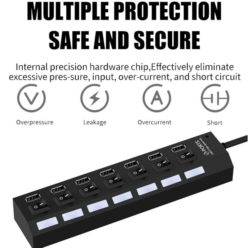 USB-2.0-02.jpg 7 Port USB Hub – 7-in-1 Individual Switches, LED Indicators | Compshop