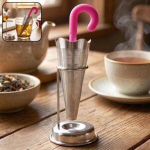 Stainless Steel Tea Strainer � Umbrella Design & Drip Tray | Siplix