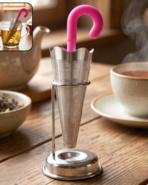 Stainless Steel Tea Strainer � Umbrella Design & Drip Tray | Siplix