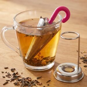 Stainless Steel Tea Strainer � Umbrella Design & Drip Tray | Siplix
