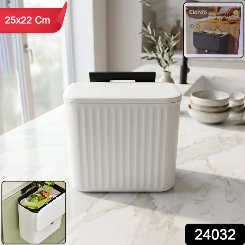 Waste-Basket-Kitchen-Composting-Bin-size01.jpg Kitchen Dustbin with Lid � Compact 25x22 cm for Small Spaces