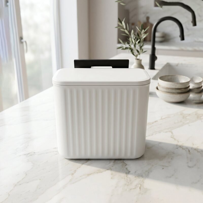 WasteBasketKitchenCompostingBin-06.jpg Kitchen Dustbin with Lid � Compact 25x22 cm for Small Spaces