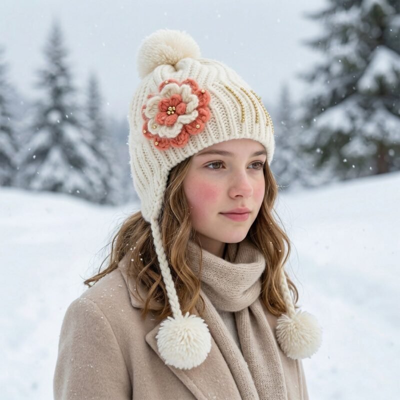 WinterCap03Combo-005.jpg Kids Winter Woolen Ear Flap Cap – Soft & Warm with Pom Pom
