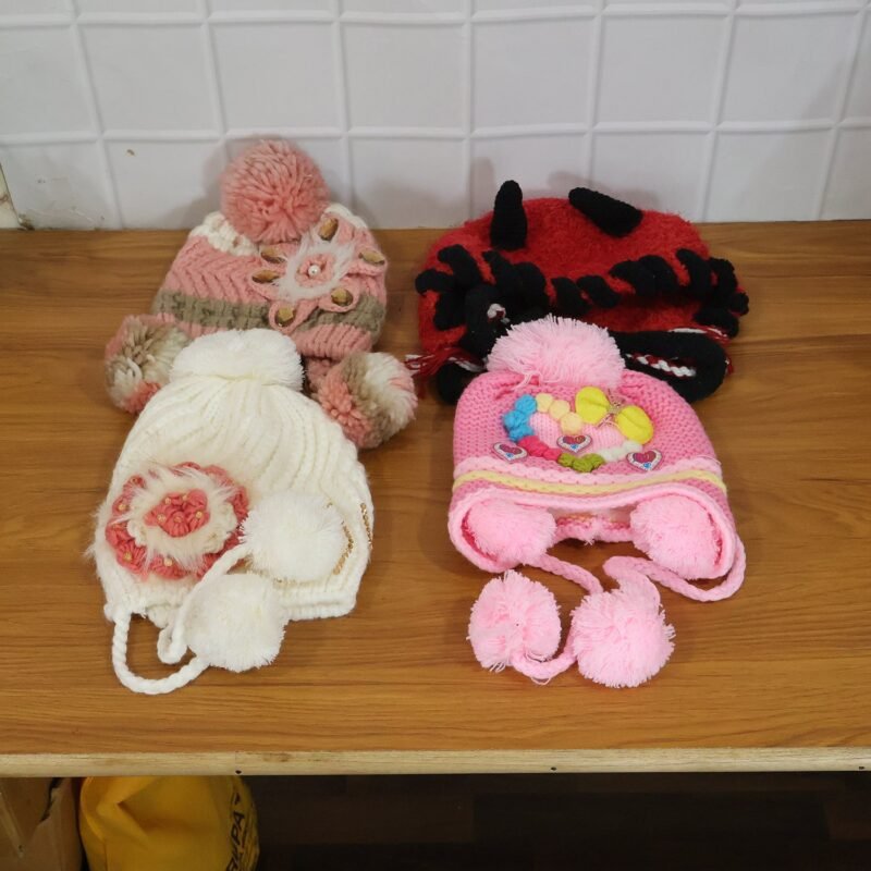 WinterCap03Combo-live.jpg Kids Winter Woolen Ear Flap Cap – Soft & Warm with Pom Pom