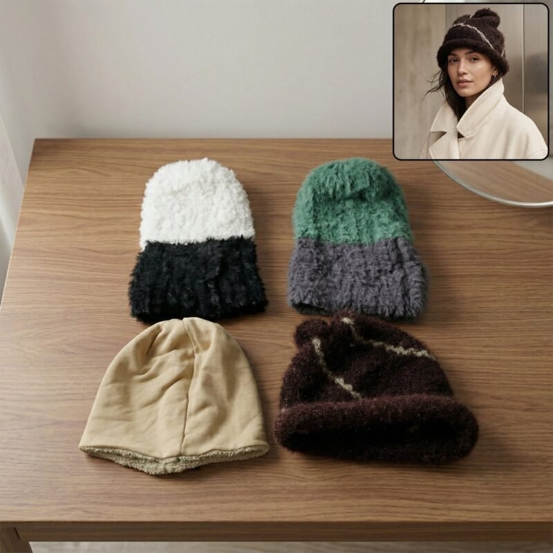 WintercapCombo01-WOSKU-01.jpg Winter Woolen Beanie Cap – Soft & Warm Fleece Lined Knit Hat