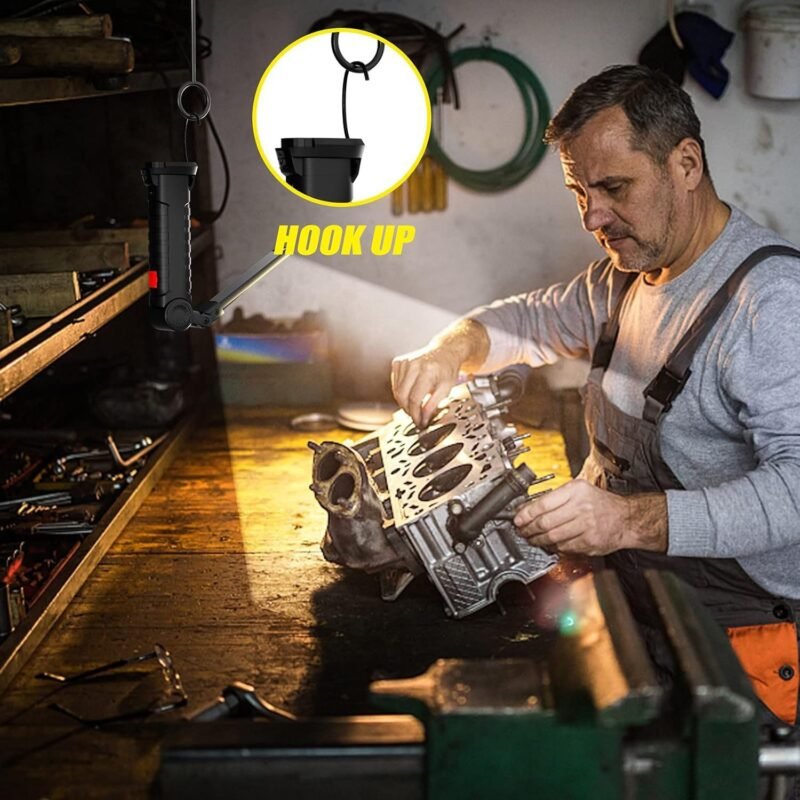 Rechargeable LED Work Light – 360° Adjustable Head & Magnetic Base