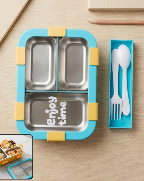 Airtight 3 Compartment Stainless Steel Lunch Box � Food Organiser
