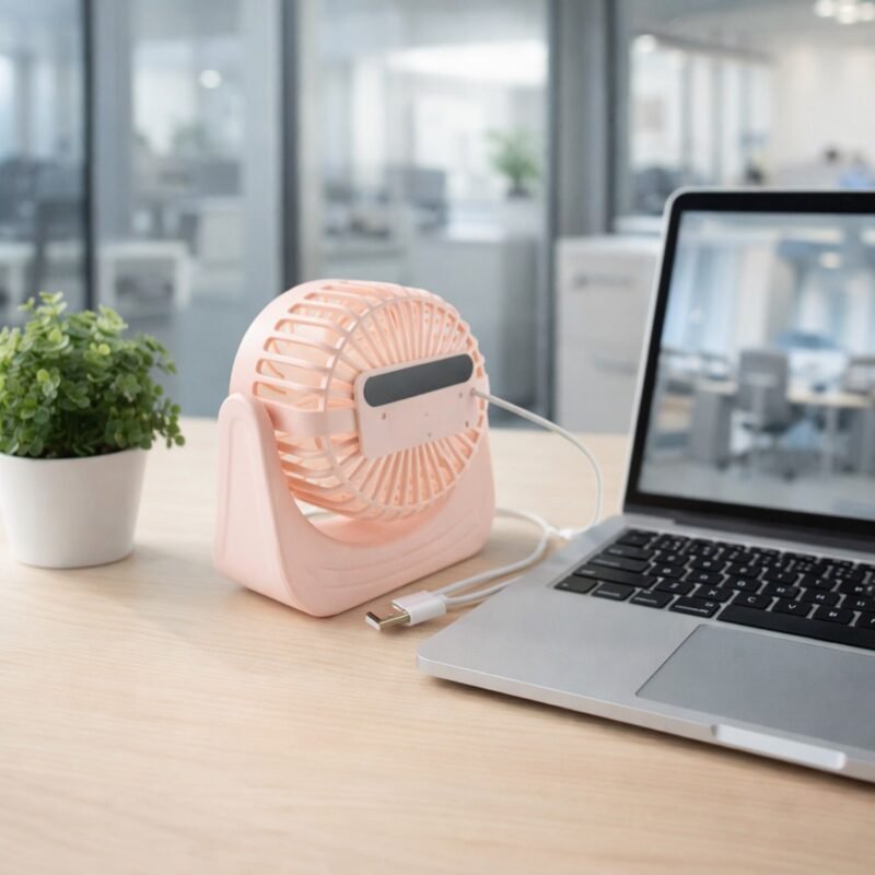 Silent Mini Desk Fan – Rechargeable, Adjustable Tilt & USB