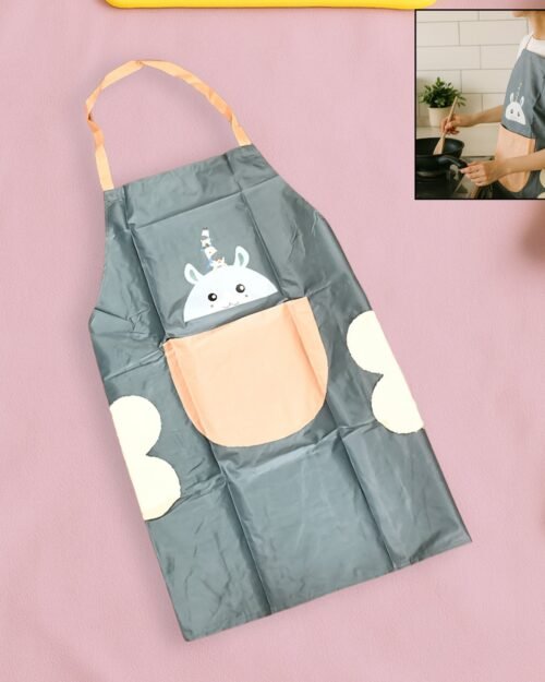 Cartoon Animal Kitchen Apron – Durable with Front Pocket