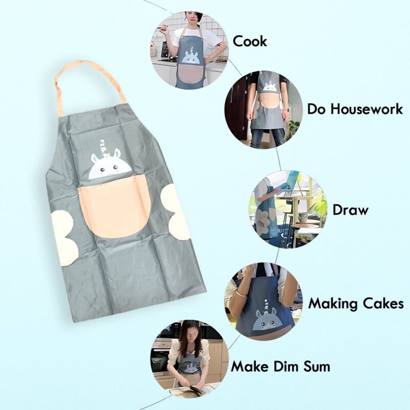 apron-02.jpg Cartoon Animal Kitchen Apron – Durable with Front Pocket