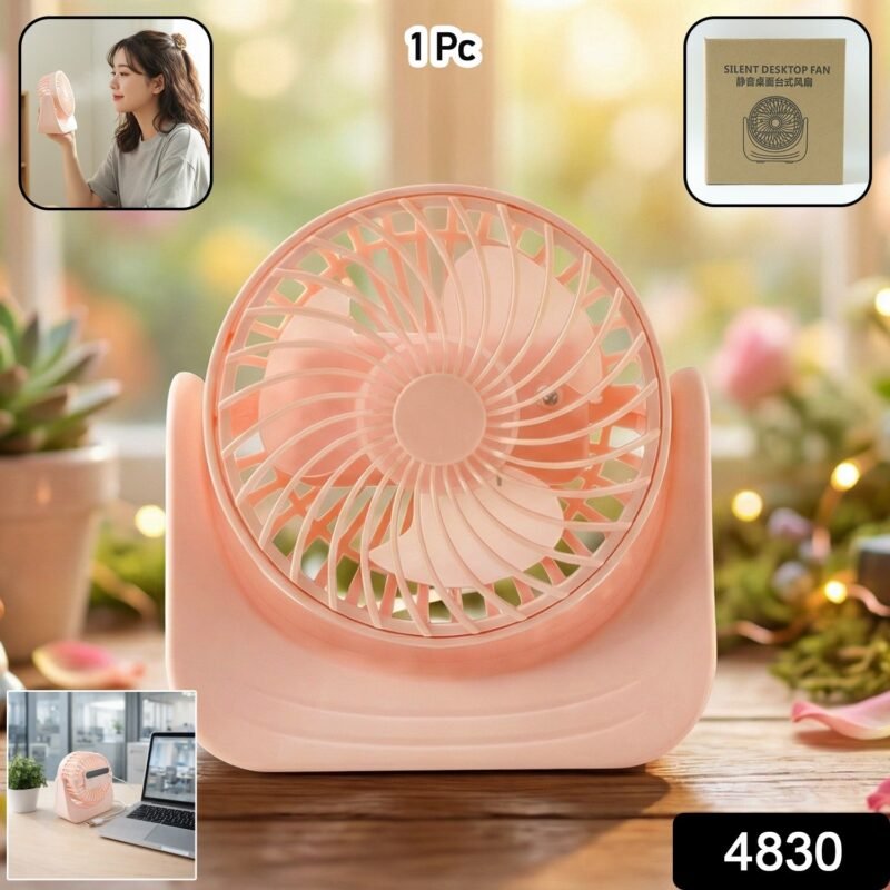 Silent Mini Desk Fan – Rechargeable, Adjustable Tilt & USB