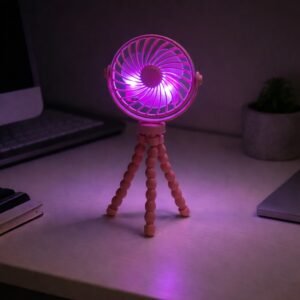 Rechargeable Portable LED Fan – Flexible Tripod & Quiet Cooling