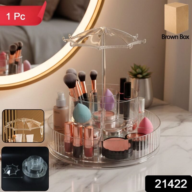 Rotating Makeup Organizer Stand – 360° Multi-Layer Vanity Storage
