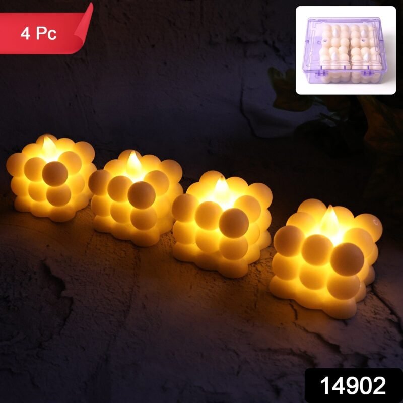 LED Bubble Candles – Set of 4 Flameless Decorative Lights