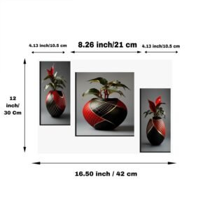 Flower Vase Wall Art � Vibrant Floral 3-Panel MDF Frame