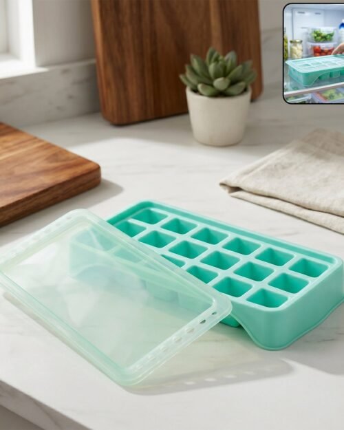 Ice Cube Tray � Leak-Proof with 18-Grid Silicone Design
