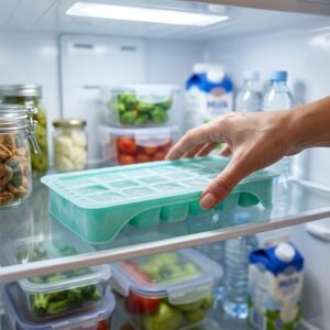 Ice Cube Tray � Leak-Proof with 18-Grid Silicone Design
