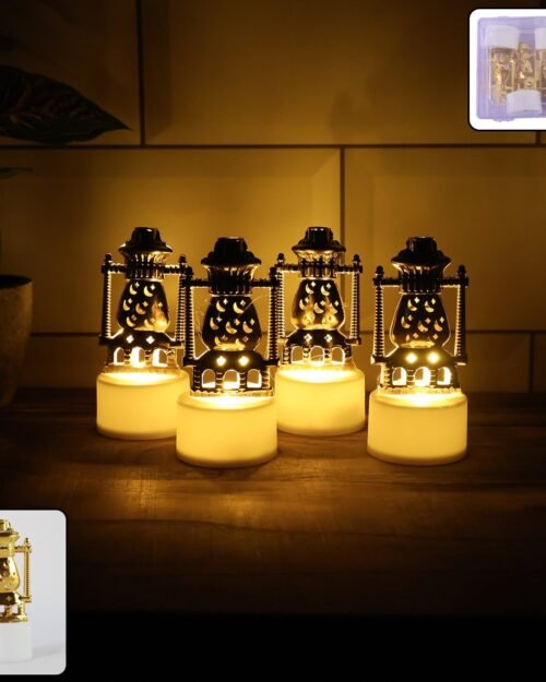Flameless LED Tealights – Vintage Lantern Style (Set of 4)