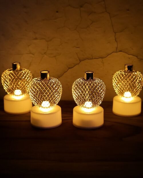 Apple LED Tealight Candles – Flameless Festive Glow (Set of 4)