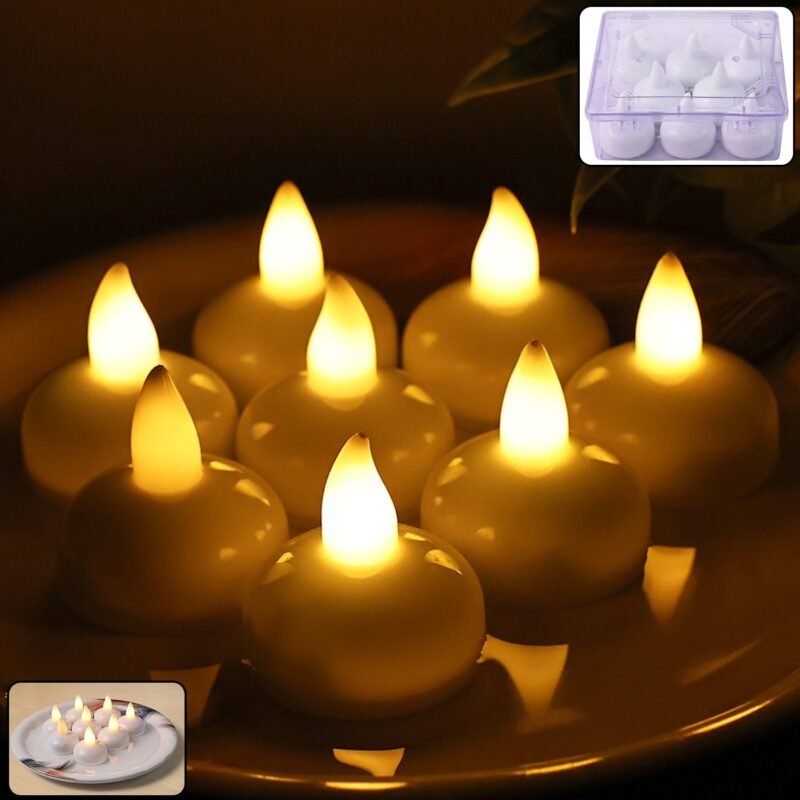 Round LED Flameless Tealight Candles – Safe Warm Glow Set of 8
