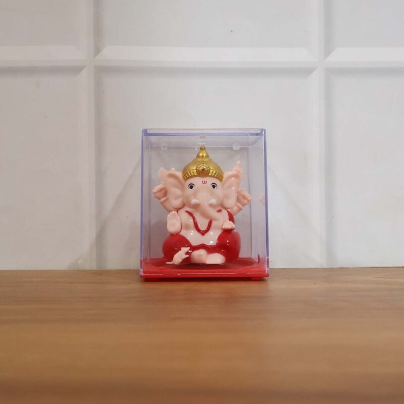 Hand-Moving Small Ganesha Idol – Vibrant Red & Gold Decor