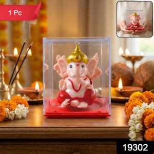 Hand-Moving Small Ganesha Idol – Vibrant Red & Gold Decor