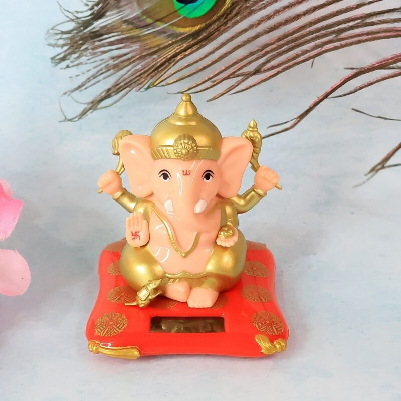 Lord Ganesh Idol with Solar-Powered Base – Medium Decorative Statue