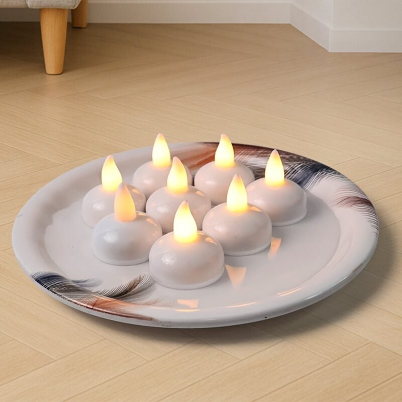 Round LED Flameless Tealight Candles – Safe Warm Glow Set of 8