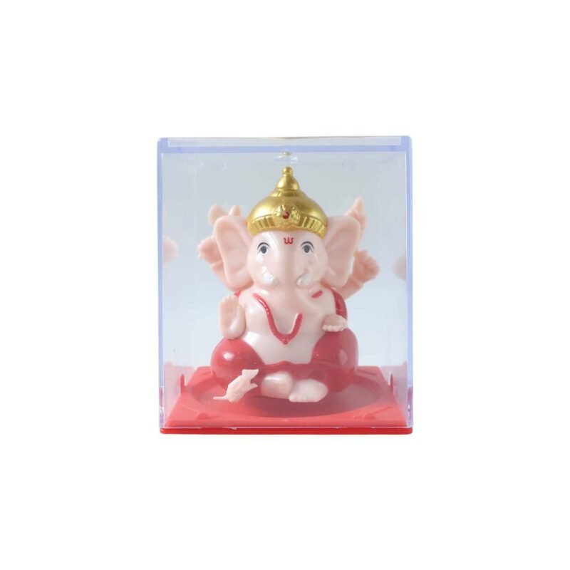 Hand-Moving Small Ganesha Idol – Vibrant Red & Gold Decor