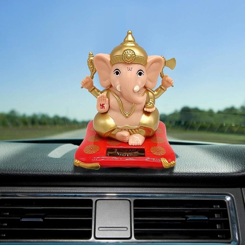 Lord Ganesh Idol with Solar-Powered Base – Medium Decorative Statue