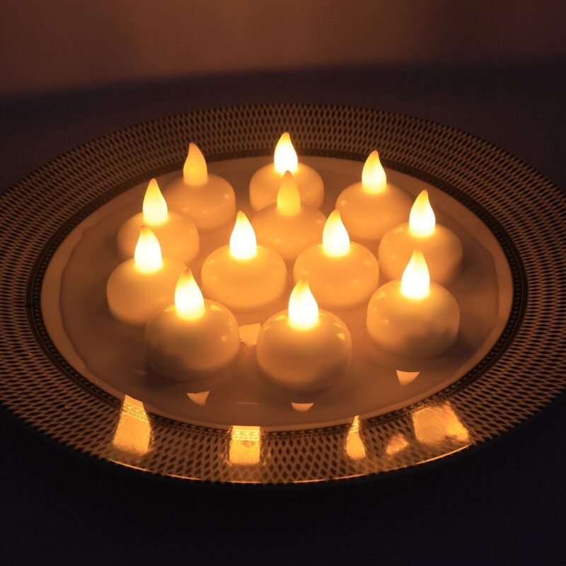 LED Floating Candles – Smokeless Lotus Set of 12 for Festive Decor