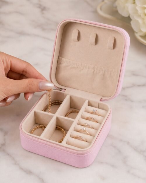 Travel Jewellery Box – Portable PU Leather Organiser | LilyGleam