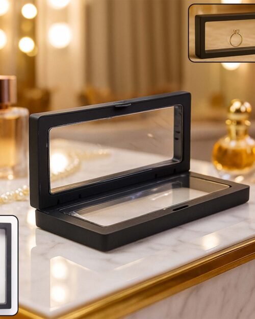 Transparent Floating Jewelry Display Box – 18x7 cm Magnetic Case