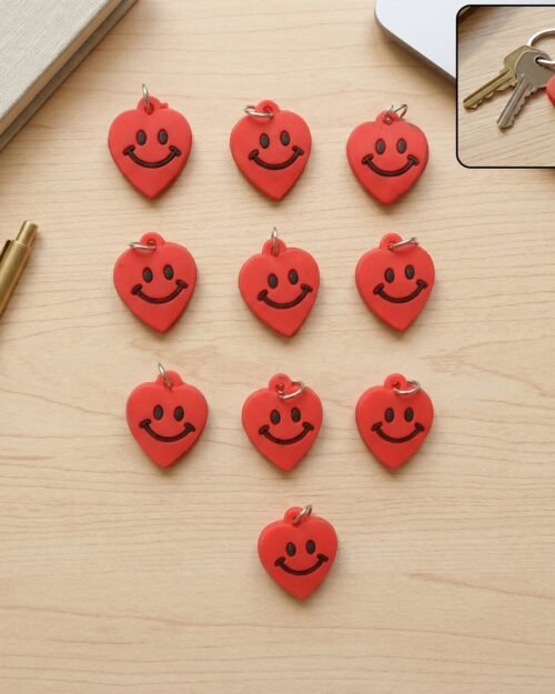 Heart-Shaped Smile Keychains – Vibrant & Durable Accessory Set
