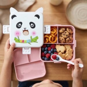 lunchbox5.jpg Kids Lunch Box with Compartments � Panda Design & Utensils for School & Travel