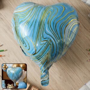 Blue Marble Heart Foil Balloon � Bright & Festive Party Decor