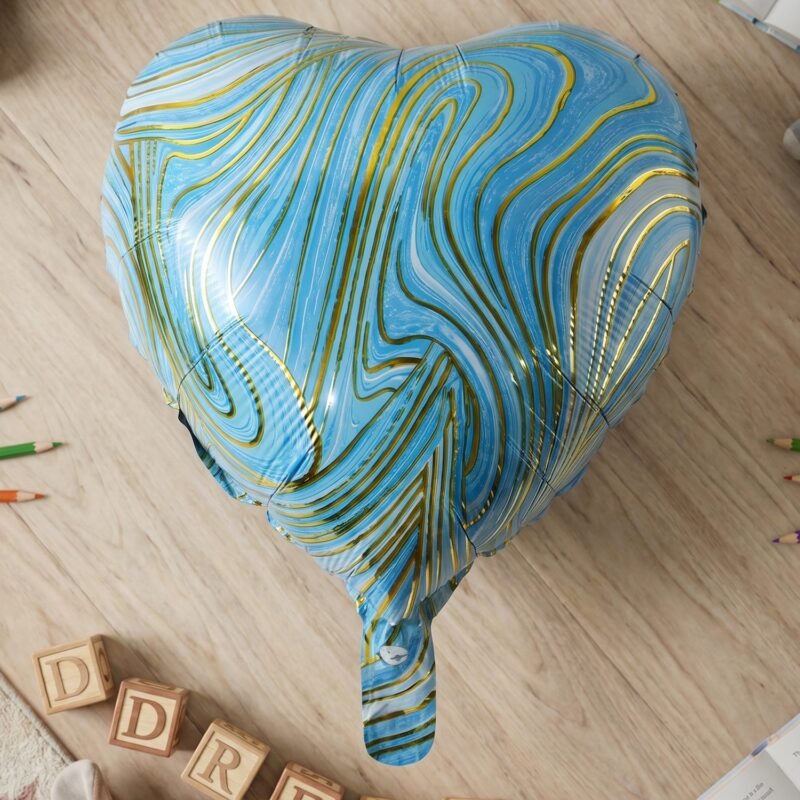 Blue Marble Heart Foil Balloon � Bright & Festive Party Decor