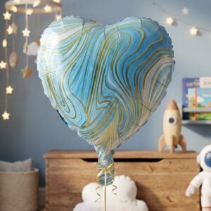 Blue Marble Heart Foil Balloon � Bright & Festive Party Decor