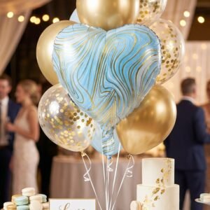Blue Marble Heart Foil Balloon � Bright & Festive Party Decor