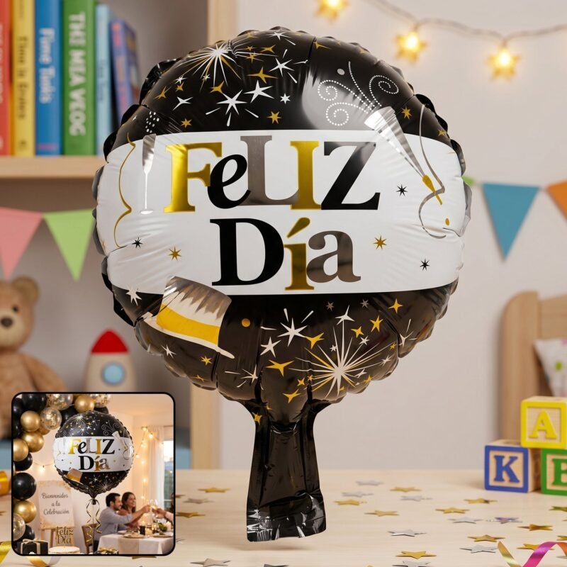 party-decoration-balloons_6_-1.jpg Black Gold 'Feliz Dia' Foil Balloon � Bright Party Decor for Celebrations