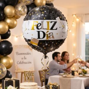 party-decoration-balloons_6_-3.jpg Black Gold 'Feliz Dia' Foil Balloon � Bright Party Decor for Celebrations