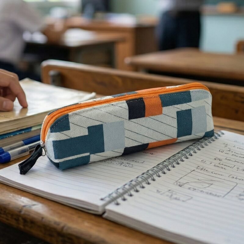 Designer Fabric Zipper Pencil Pouch – Compact & Stylish Organizer