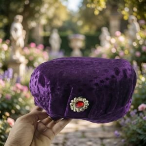Velvet Boys Cap – Elegant Festive Headwear with Stone Brooch