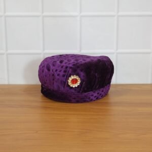 Velvet Boys Cap – Elegant Festive Headwear with Stone Brooch