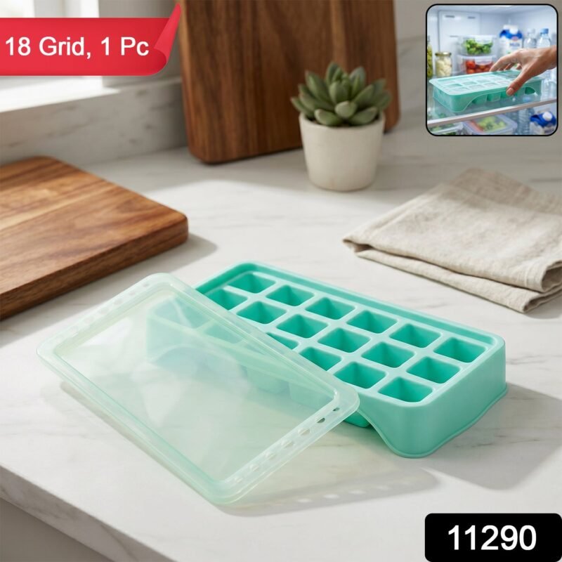Ice Cube Tray � Leak-Proof with 18-Grid Silicone Design